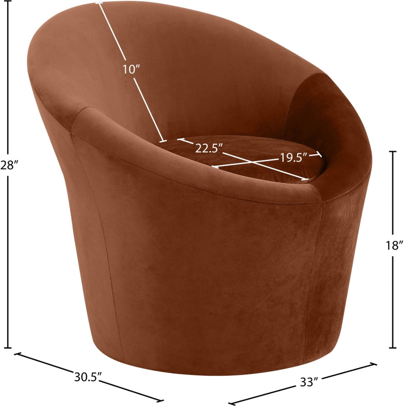 Tristan Velvet Upholstered Accent Chair in Cognac - 33015Cognac