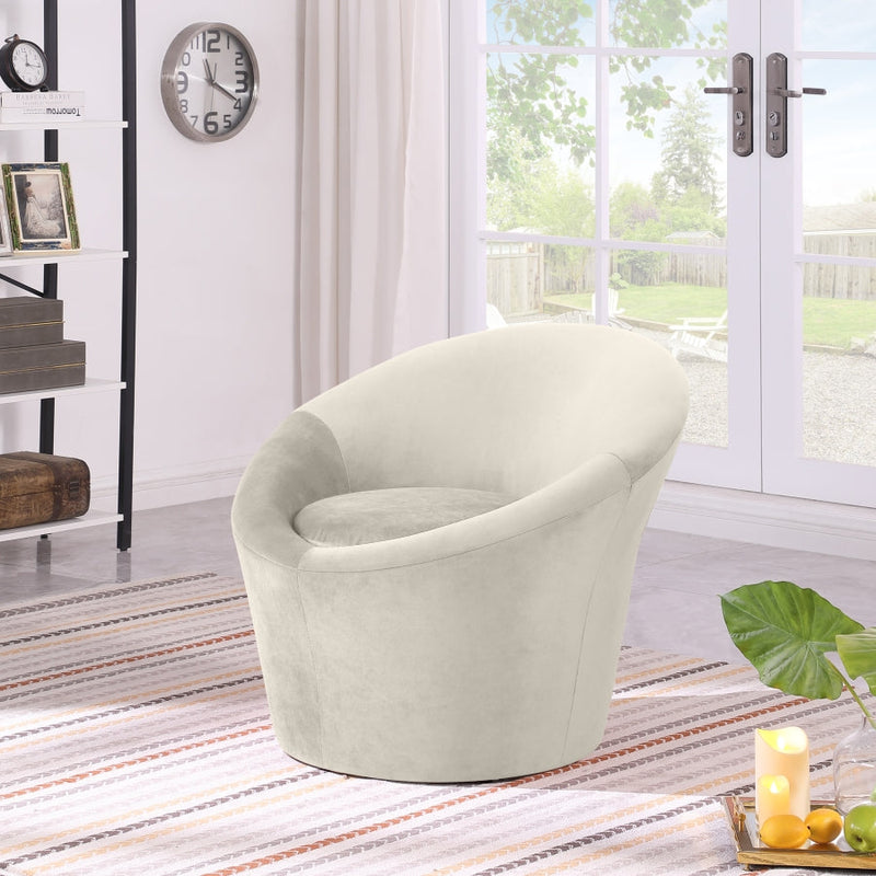 Tristan Velvet Upholstered Accent Chair in Cream - 33015Cream