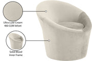 Tristan Velvet Upholstered Accent Chair in Cream - 33015Cream