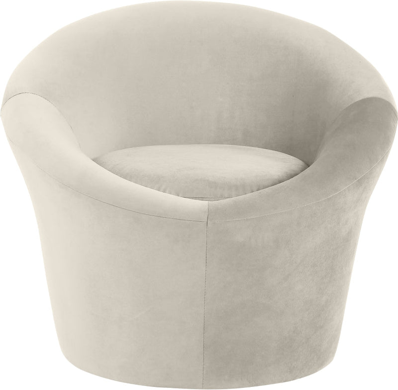 Tristan Velvet Upholstered Accent Chair in Cream - 33015Cream