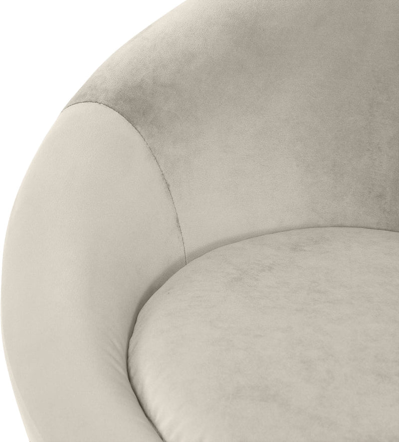 Tristan Velvet Upholstered Accent Chair in Cream - 33015Cream