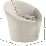 Tristan Velvet Upholstered Accent Chair in Cream - 33015Cream