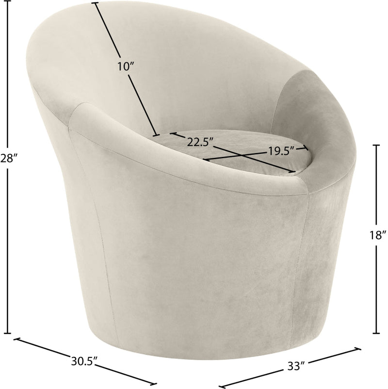 Tristan Velvet Upholstered Accent Chair in Cream - 33015Cream