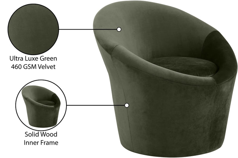 Tristan Velvet Upholstered Accent Chair in Green - 33015Green