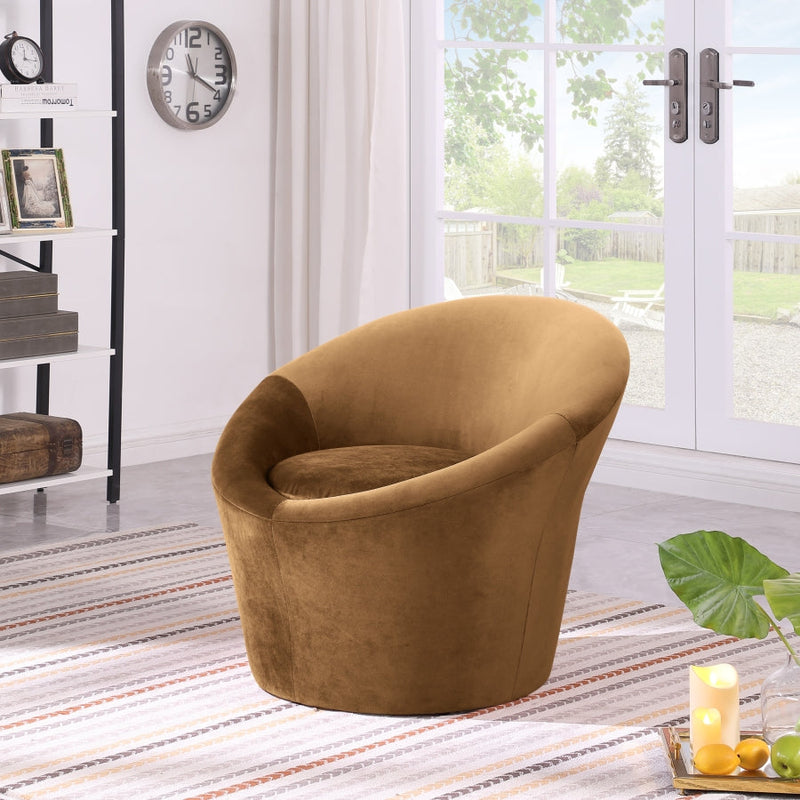 Tristan Velvet Upholstered Accent Chair in Saddle - 33015Saddle