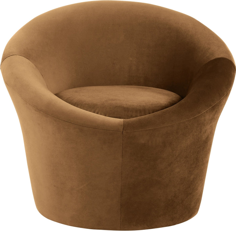 Tristan Velvet Upholstered Accent Chair in Saddle - 33015Saddle