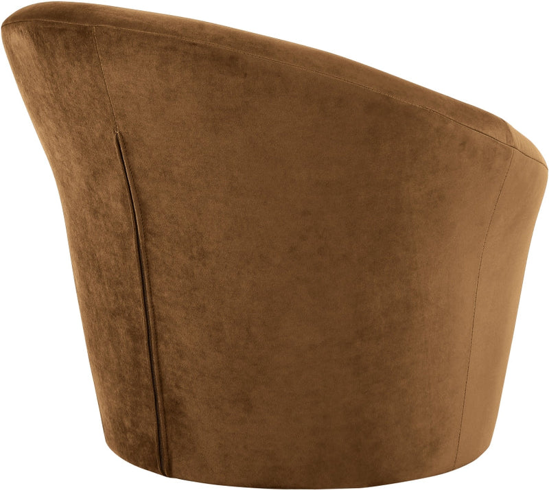 Tristan Velvet Upholstered Accent Chair in Saddle - 33015Saddle