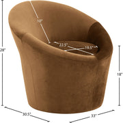 Tristan Velvet Upholstered Accent Chair in Saddle - 33015Saddle