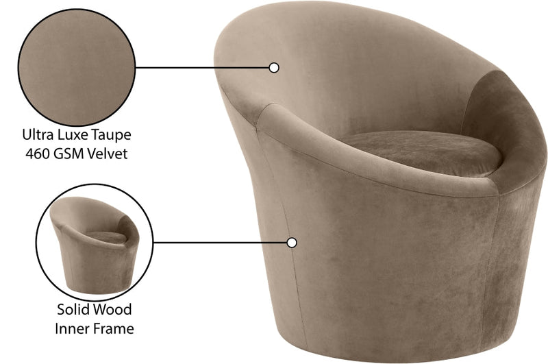Tristan Velvet Upholstered Accent Chair in Taupe - 33015Taupe