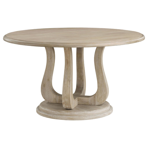 Trofello Round 60-inch Pedestal Dining Table White Washed - 123120