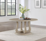 Trofello Round 60-inch Pedestal Dining Table White Washed - 123120