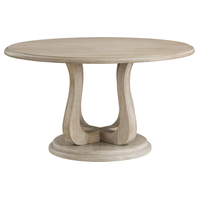 Trofello Round 60-inch Pedestal Dining Table White Washed - 123120