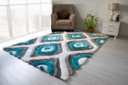 3D Shaggy GRAY-TURQOUISE Area Rug - 3D151 - 3D151-GRY/TRQ-57