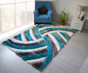 3D Shaggy GRAY-TURQOUISE Area Rug - 3D333 - 3D333-GRY/TRQ-57