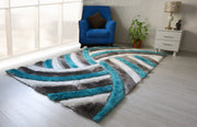 3D Shaggy GRAY-TURQOUISE Area Rug - 3D333 - 3D333-GRY/TRQ-57