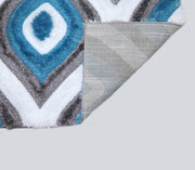 3D Shaggy GRAY-TURQOUISE Area Rug - 3D151 - 3D151-GRY/TRQ-57