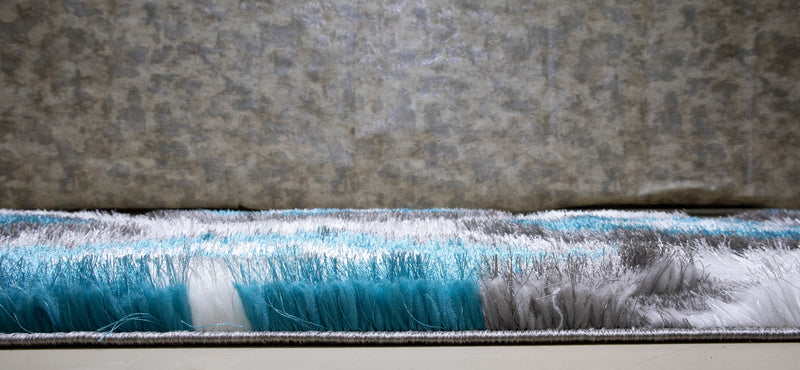 3D Shaggy GRAY-TURQOUISE Area Rug - 3D151 - 3D151-GRY/TRQ-57