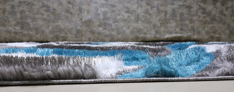 3D Shaggy GRAY-TURQOUISE Area Rug - 3D333 - 3D333-GRY/TRQ-57