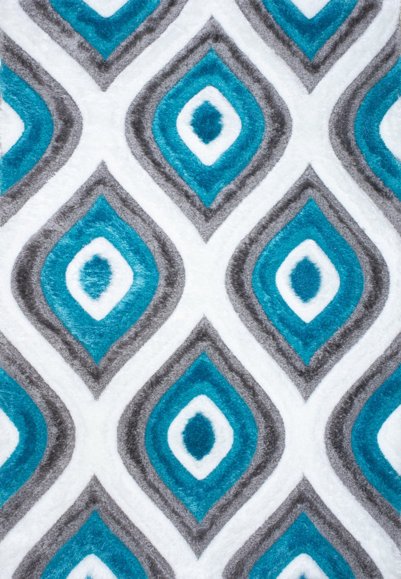 3D Shaggy GRAY-TURQOUISE Area Rug - 3D151 - 3D151-GRY/TRQ-57