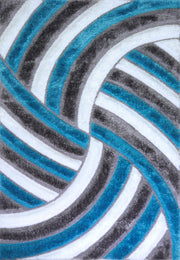 3D Shaggy GRAY-TURQOUISE Area Rug - 3D333 - 3D333-GRY/TRQ-57