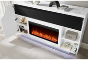 Aveena White 76″ Ent Unit With Tv, Led, Speakers, Crystal And Pop-Up - AVEENA-WHT-EU 76 W/TV LIFT LED & SPKR