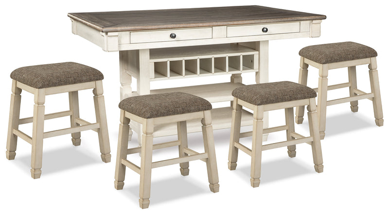 Two-tone Bolanburg Counter Height Dining Table and 4 Barstools - PKG014019