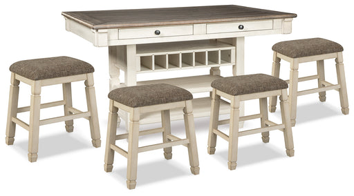 Two-tone Bolanburg Counter Height Dining Table and 4 Barstools - PKG014019