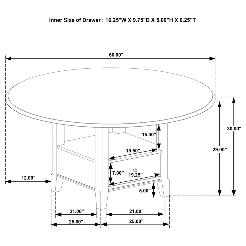 Twyla 5-piece 60-inch Round Wood Dining Table Set Dark Cocoa - 115100-S5