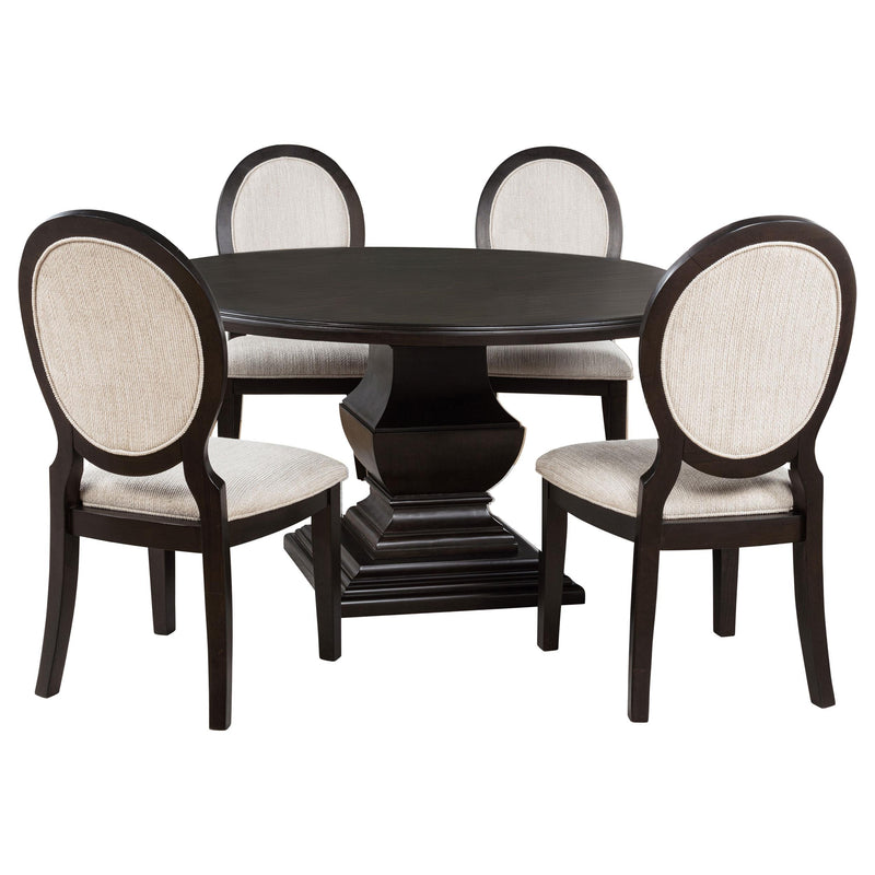 Twyla 5-piece Round Wood Dining Room Table Set Dark Cocoa - 109230-S5