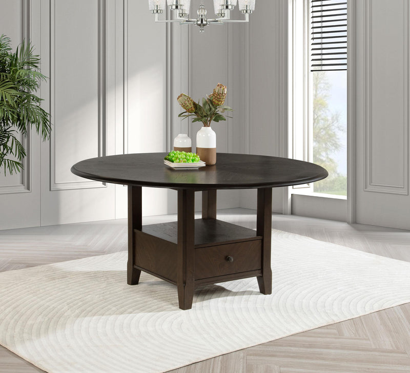 Twyla 60-inch Round Dining Table with Drawer Dark Cocoa - 115100