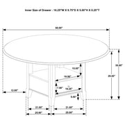 Twyla 60-inch Round Dining Table with Drawer Dark Cocoa - 115100