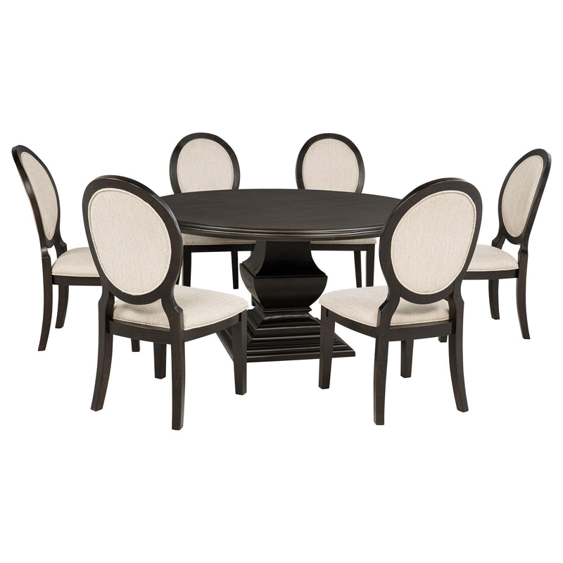 Twyla 7-piece Round Wood Dining Room Table Set Dark Cocoa - 109230-S7