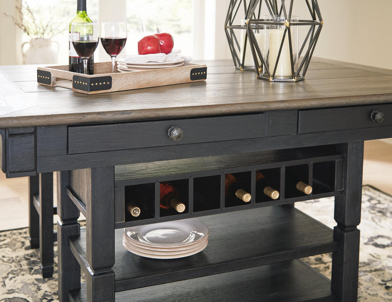 Tyler Creek Black/Gray Counter Height Dining Table and 2 Barstools - D736D14