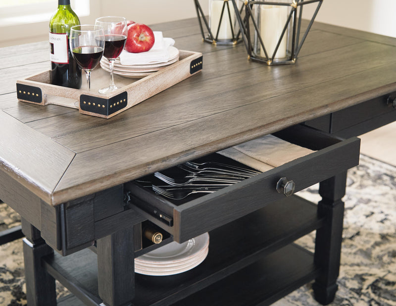 Tyler Creek Black/Gray Counter Height Dining Table and 2 Barstools - D736D14