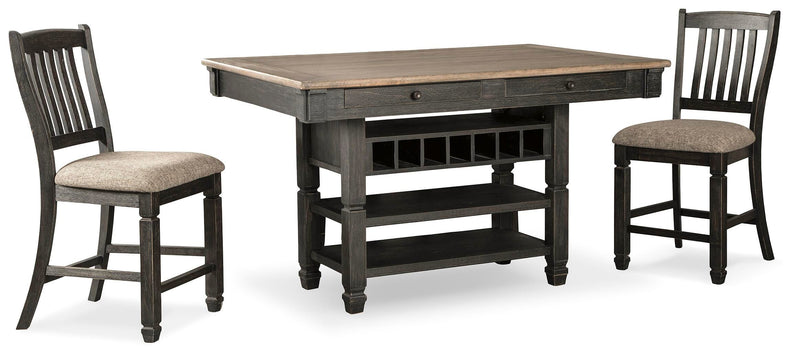 Tyler Creek Black/Gray Counter Height Dining Table and 2 Barstools - D736D14