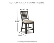 Tyler Creek Black/Grayish Brown Counter Height Dining Table and 4 Barstools with Server - D736D10