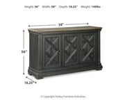 Tyler Creek Black/Grayish Brown Counter Height Dining Table and 4 Barstools with Server - D736D10