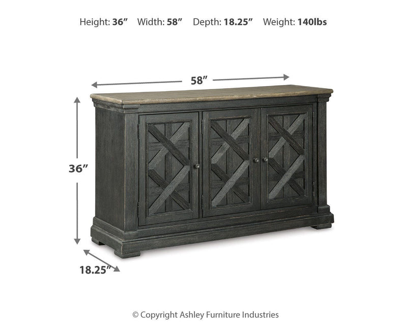 Tyler Creek Black/Grayish Brown Counter Height Dining Table and 4 Barstools with Server - D736D10