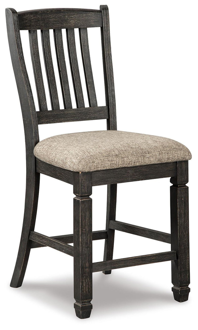 Tyler Creek Black/Grayish Brown Counter Height Dining Table and 4 Barstools with Server - D736D10