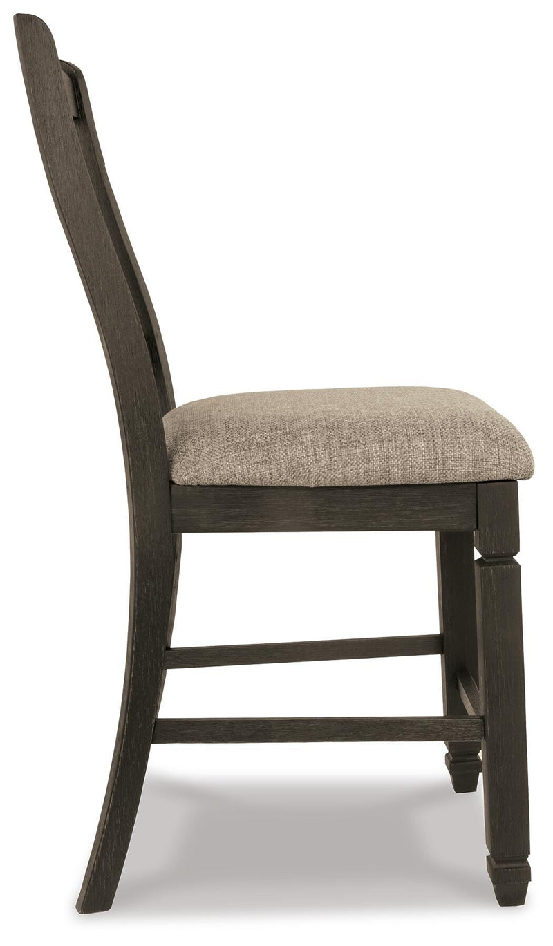 Tyler Creek Black/Grayish Brown Counter Height Dining Table and 4 Barstools with Server - D736D10