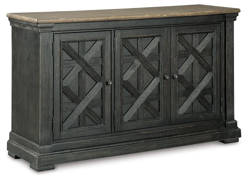Tyler Creek Black/Grayish Brown Counter Height Dining Table and 4 Barstools with Server - D736D10