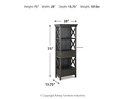 Tyler Creek Black/Grayish Brown Counter Height Table with 4 Barstools, Server and Display Cabinet - D736D13