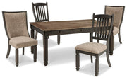 Tyler Creek Black/Grayish Brown Dining Table and 4 Chairs - D736D12