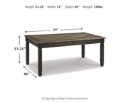 Tyler Creek Black/Grayish Brown Dining Table and 4 Chairs - D736D12