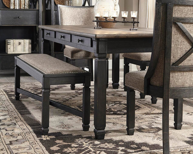 Tyler Creek Black/Grayish Brown Dining Table and 4 Chairs - D736D12