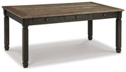 Tyler Creek Black/Grayish Brown Dining Table and 4 Chairs with Bench - D736D11