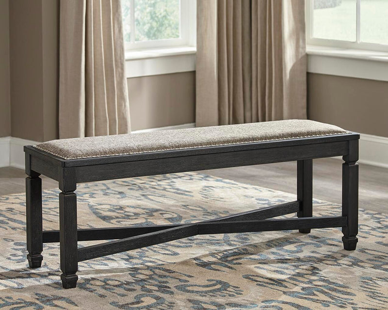 Tyler Creek Black/Grayish Brown Dining Table and 4 Chairs with Bench - D736D11