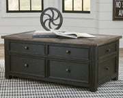 Tyler Creek Coffee Table with 1 End Table in Grayish Brown/Black - PKG008765