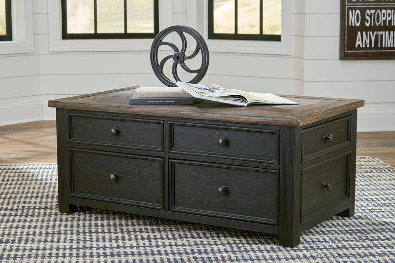 Tyler Creek Coffee Table with 2 End Tables in Grayish Brown/Black - PKG010344