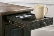 Tyler Creek Grayish Brown/Black Chairside End Table with USB Ports & Outlets - Gate FurnitureEnd Table Chair Side